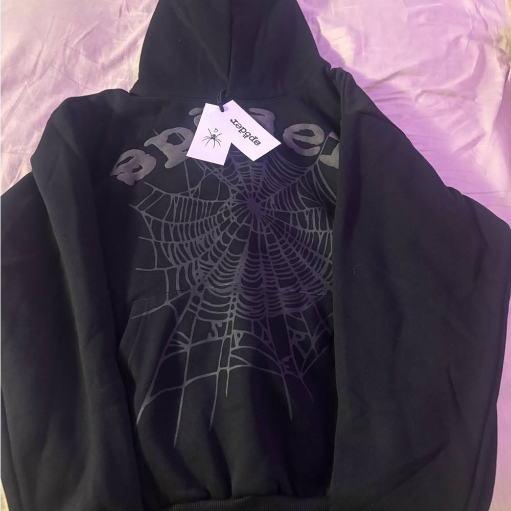 Spyder Men's Black Hoodie with Web Design